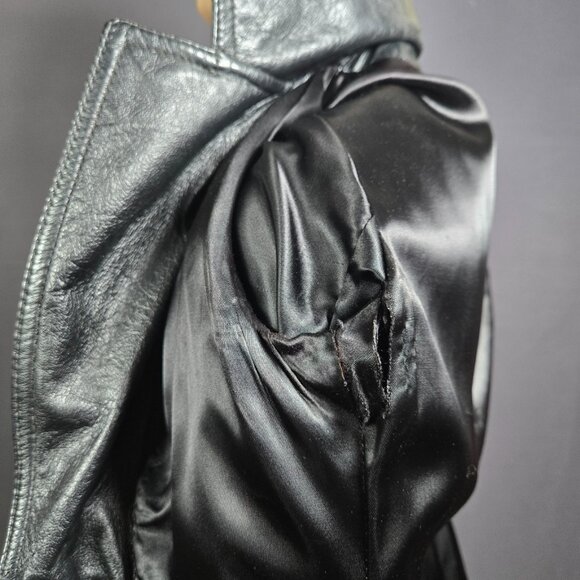 Vintage 70s Black Leather Blazer Jacket Womens Size S Rocker Grunge - Picture 8 of 8